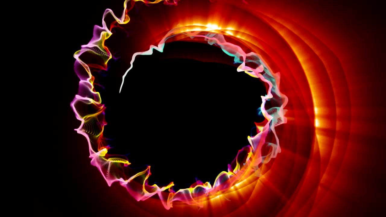 anillo de partículas mágicas fondo abstracto, animación