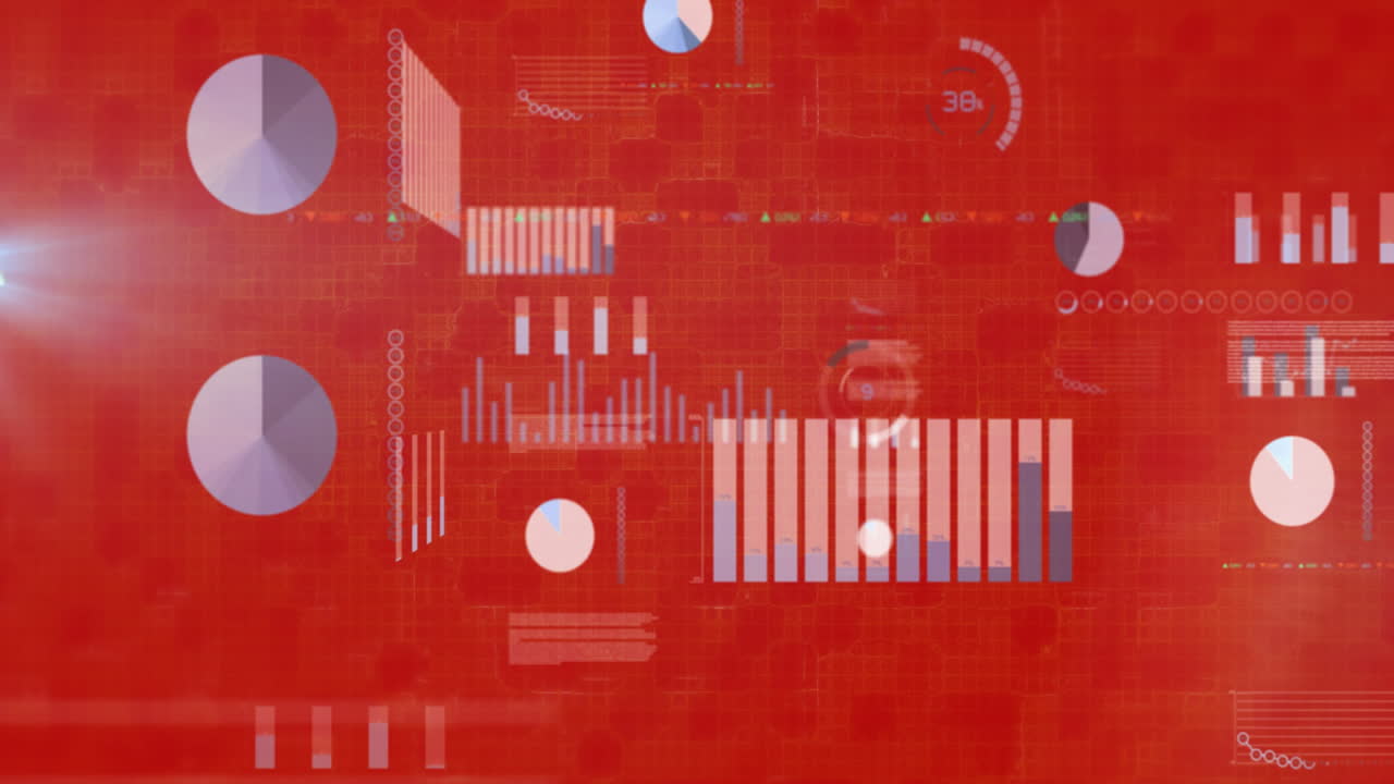 빨간색 배경에 데이터 처리의 애니메이션