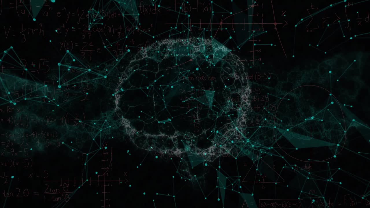 Animation of brain and shapes on black background