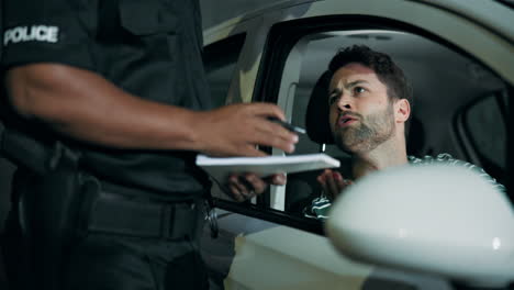 police officer issues traffic ticket to driver