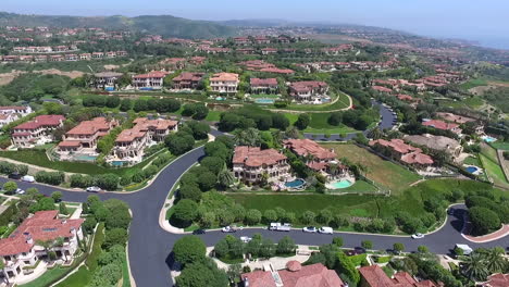 aerial drone footage over pelican hill in newport beach, orange county, california