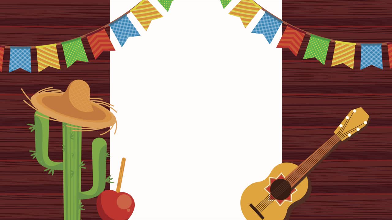 아이콘과 장미를 가진 페스타 주니나 애니메이션