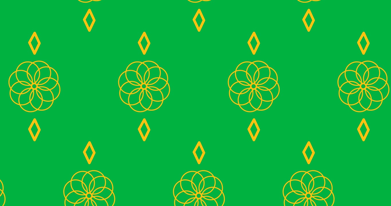 Icone decorative di fiori gialli che si muovono in un motivo continuo su sfondo trasparente.