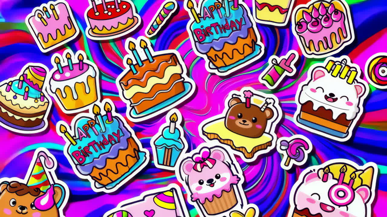 Torta di compleanno e decorazioni animali