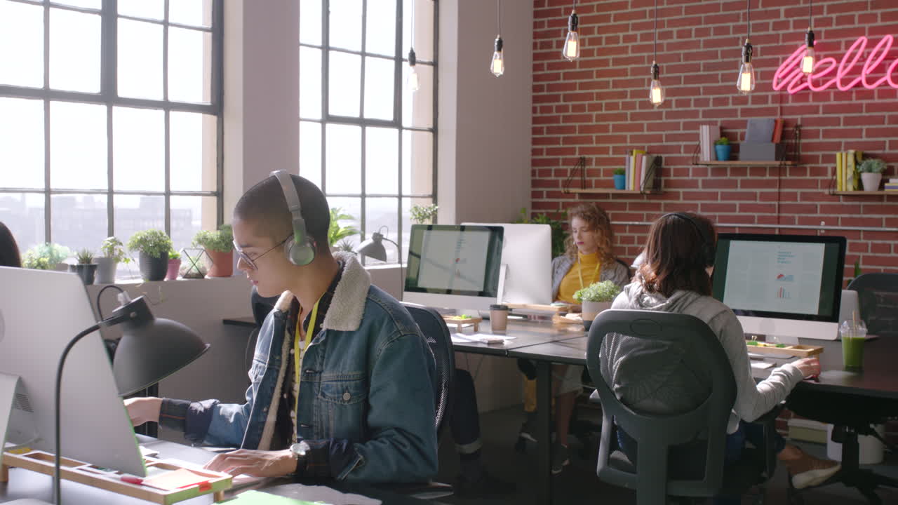 Graphic designer people, computer studio