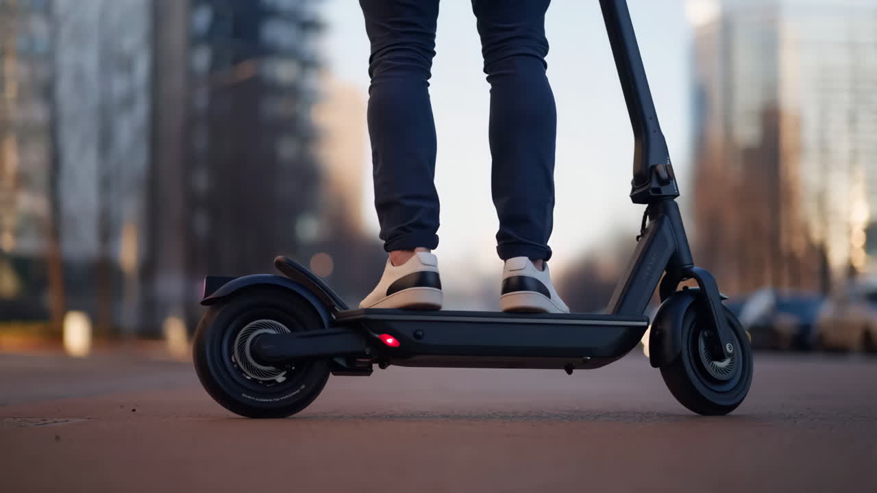 Person Riding an Electric Scooter in the City