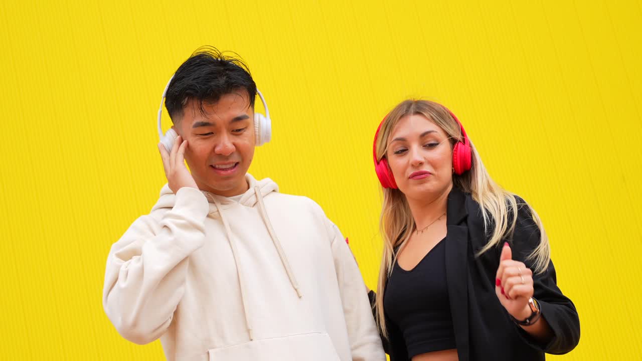 People listening to music with headphones