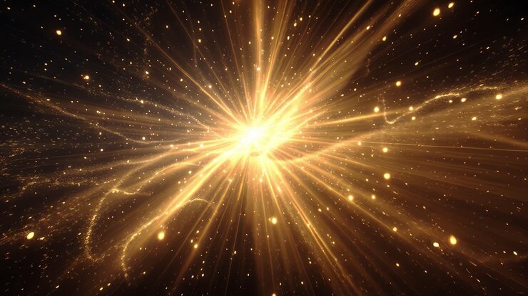 Esplosione di luce cosmica dorata.