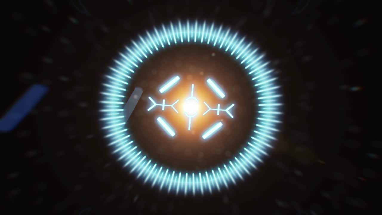 animación en 2d de un objetivo con un fondo de resaltos anamórficos