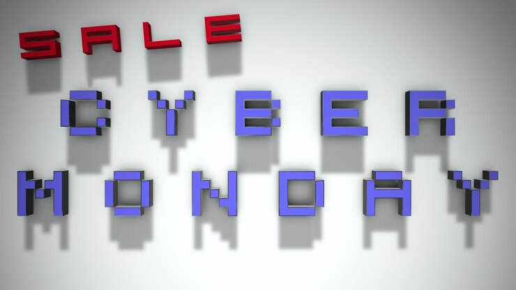 Animazione in loop di testo 3D Cyber Monday - Ombre su uno sfondo bianco