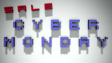 cyber monday 3d text looping animation - shadows on a white background