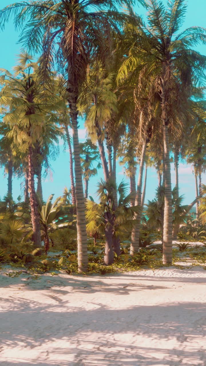 나무 가 있는 열대적 인 낙원 해변