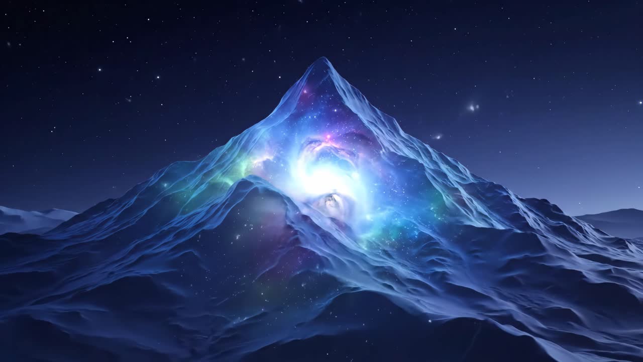 Celestial Mountain Peak at Night