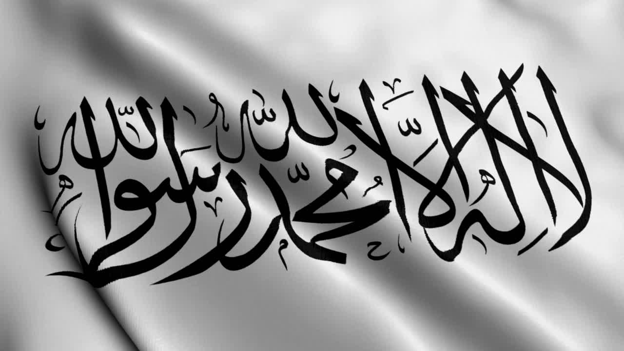 Taliban Afghanistan Flag. Waving  Fabric Satin Texture Flag of Taliban Afghanistan 3D illustration. Real Texture Flag of the Islamic Emirate of Afghanistan