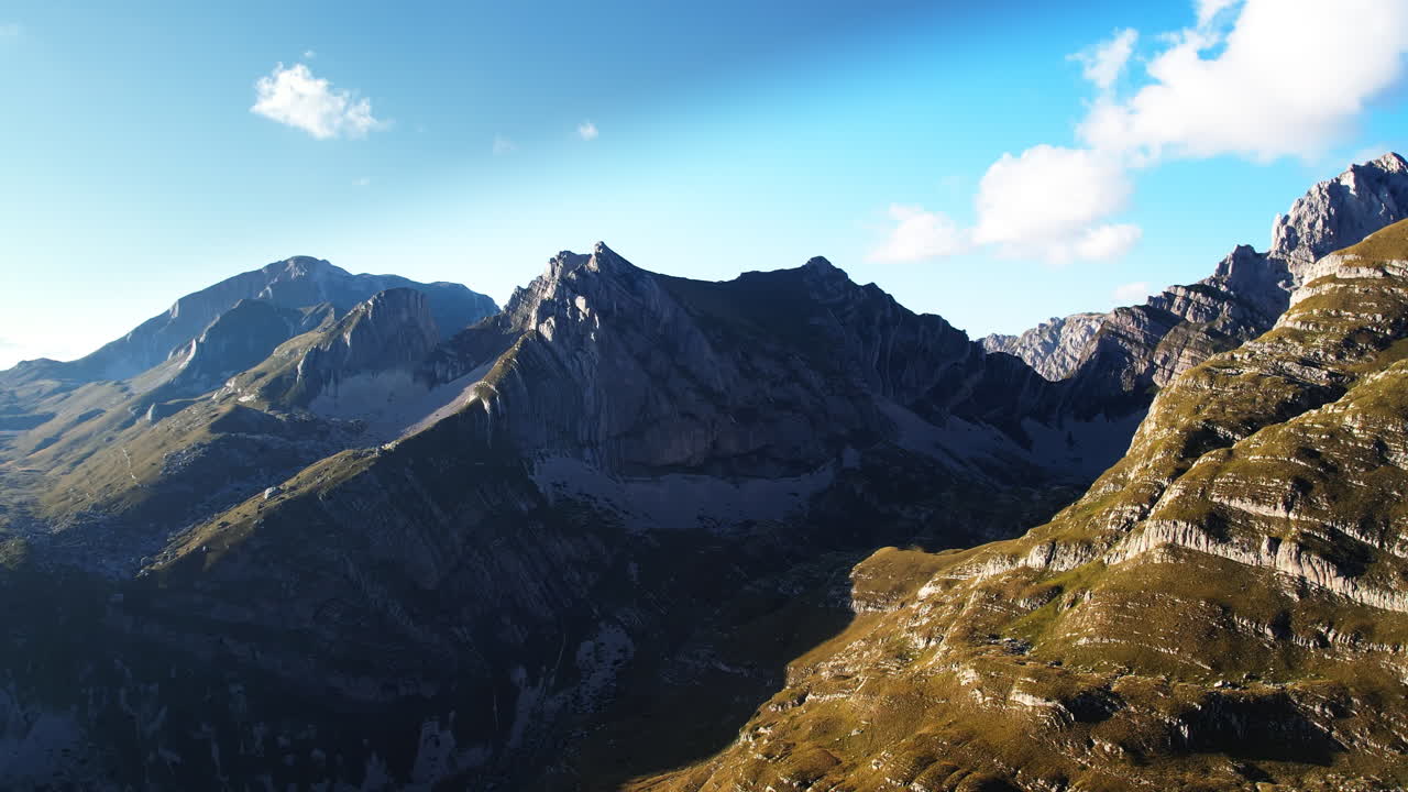 Drone flight over Mountains next to Bobotov Kuk, the highest Mountain of Montenegro