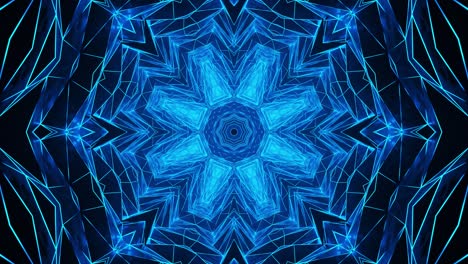 blue abstract design with star in the middle. kaleidoscope vj loop