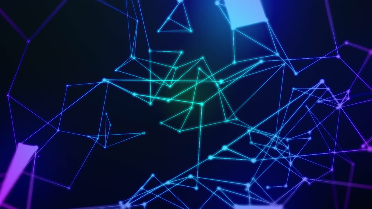 Abstrakt digitalt nettverk Plexus med bevegelige linjer og prikker