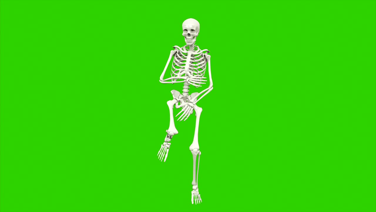 danza dello scheletro. animazione a loop senza soluzione di continuità sullo schermo verde.
