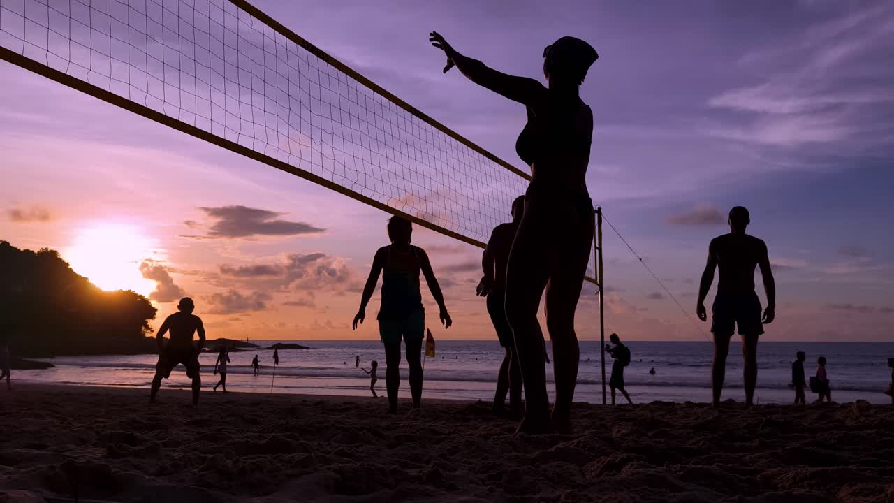 Beach Volleyball at Sunset