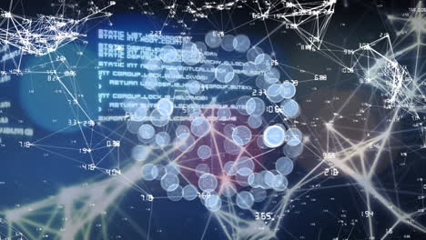 animation of network of connections with icons and data processing