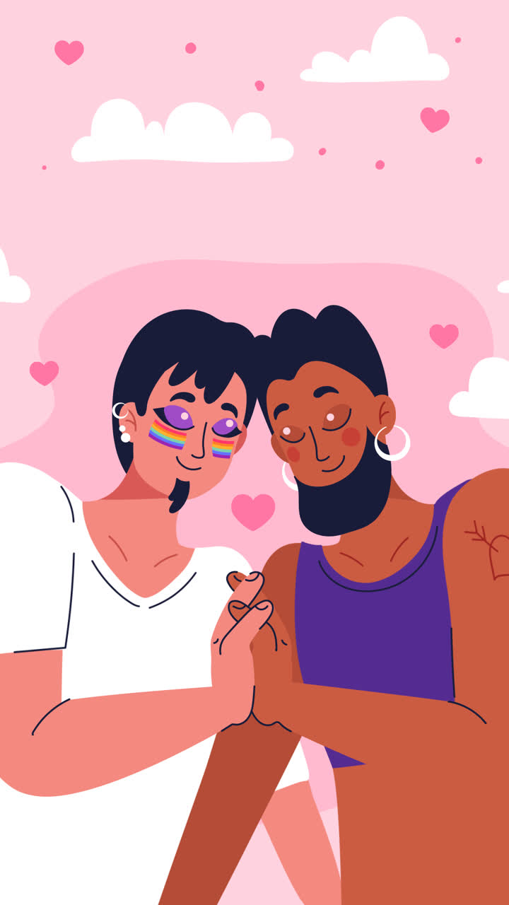 자부심 달 축하를 위한 평평한 배경의 모션 그래픽