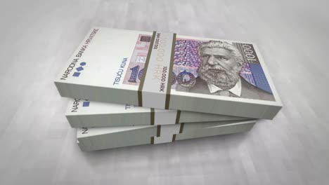 dinero de la kuna croata montones de billetes animación