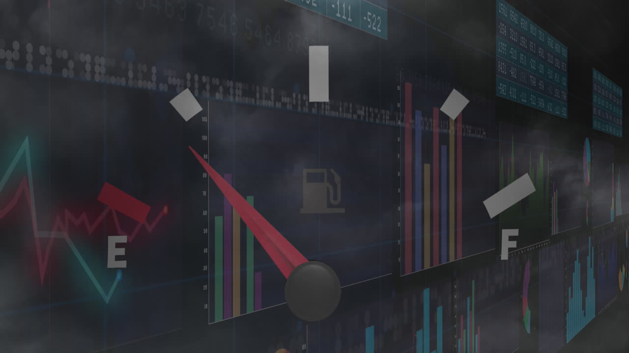 재무 데이터 처리 및 연료 게이지의 애니메이션