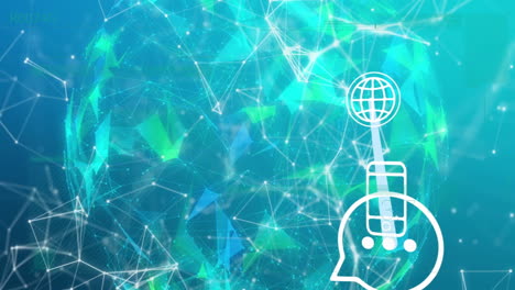 animación del concepto de red global a través de conexiones digitales y puntos de datos