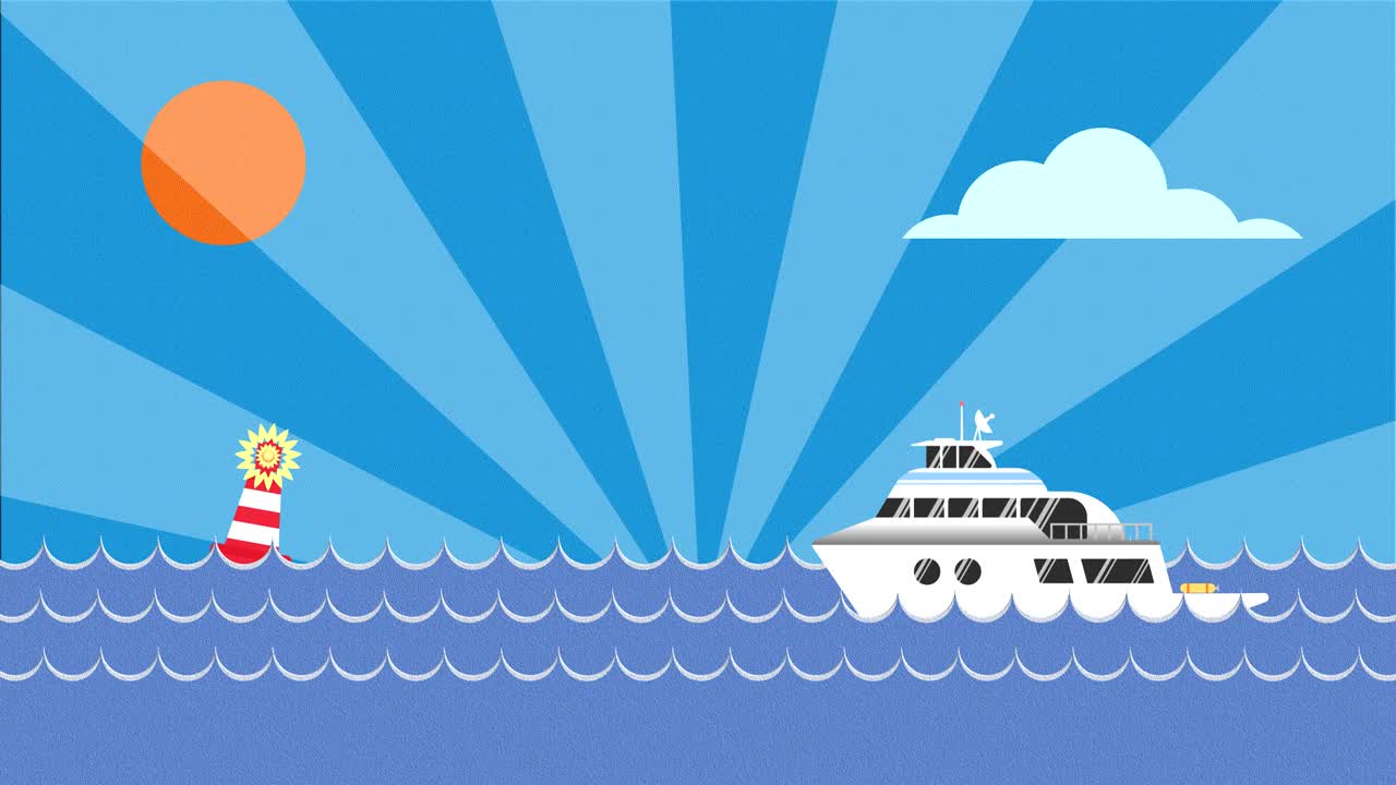 즐거움 요트 가 신호 빨간 부이 를 지나 항해 하고 있다