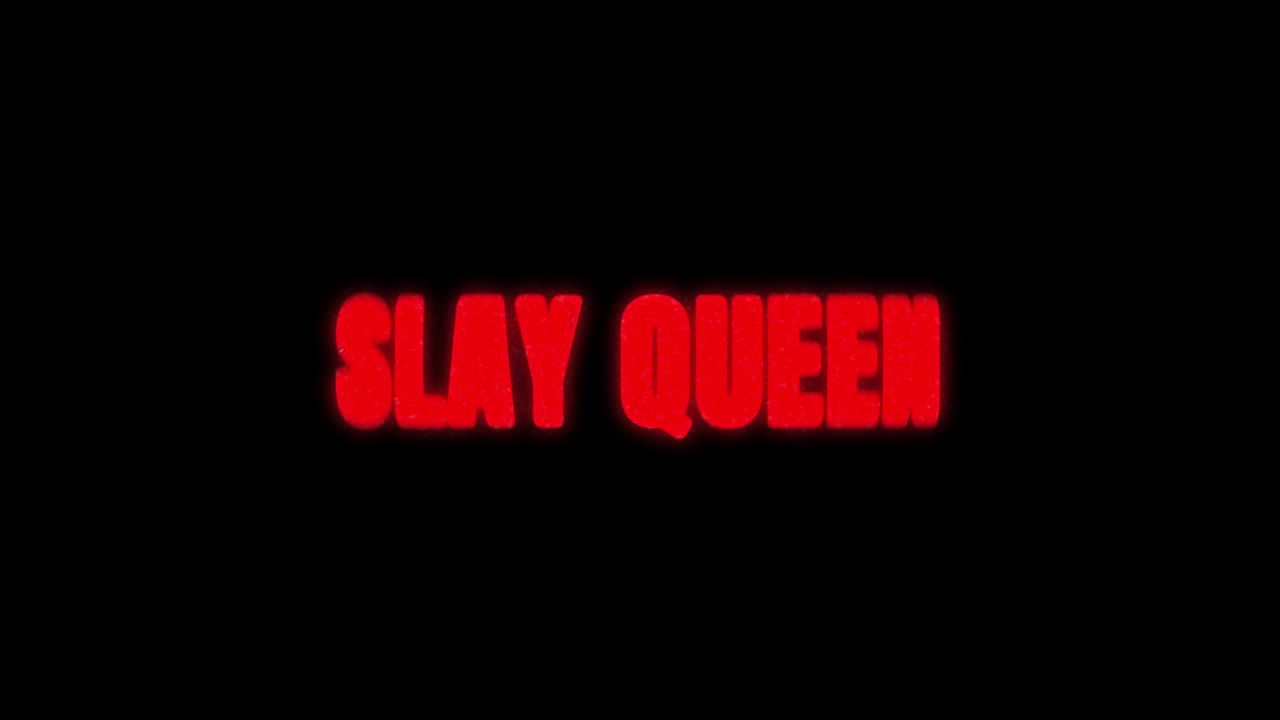 Red Glowing 'Slay Queen' Text Animation on Black Background