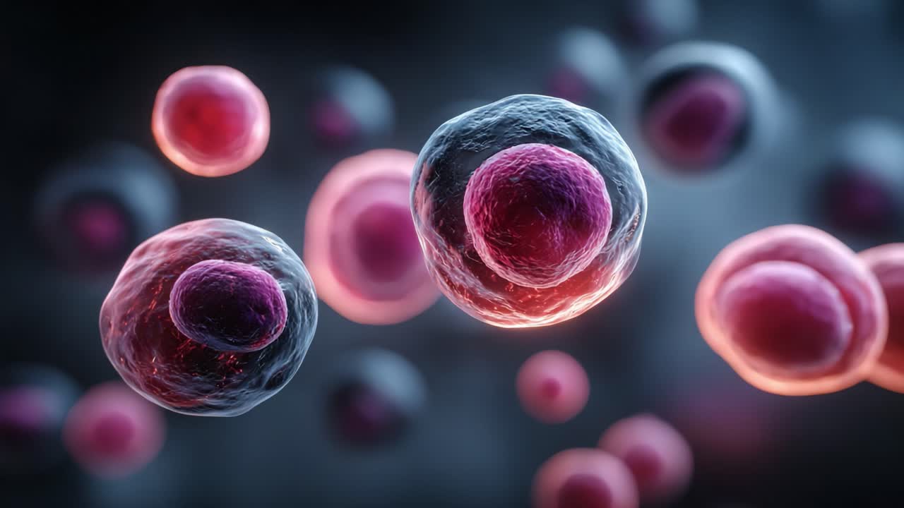 Close-Up View of Microscopic Cells in Motion, Showcasing Their Intricate Structures and Vibrant Colors Within a Unique Biological Environment