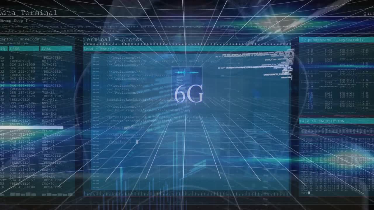 animazione dell'elaborazione dei dati digitali su testo 6g