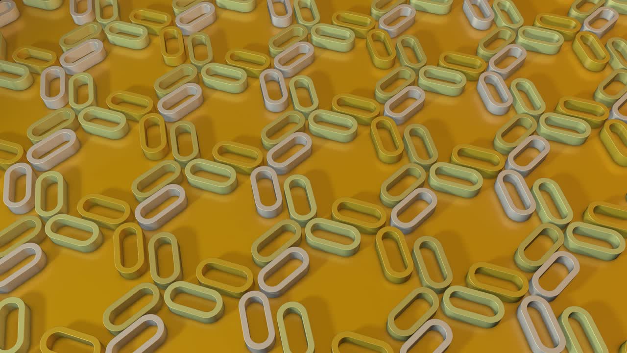 simple minimalista 3d renderizable en bucle de formas extrudadas giratorias. óvalos amarillos soleados, enlaces.