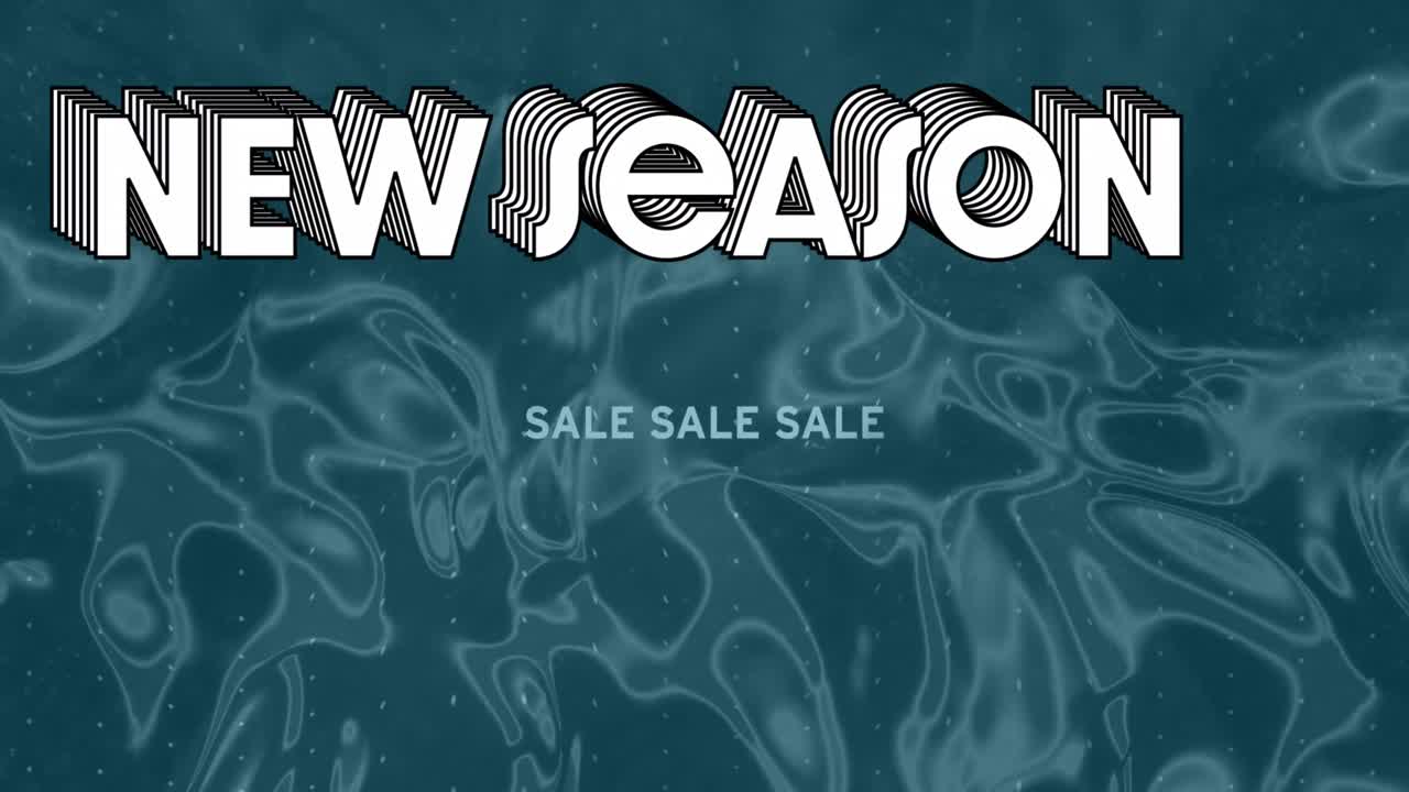 새로운 시즌 판매 텍스트의 애니메이션 백색 문자 위에 백색 지도 선 배경