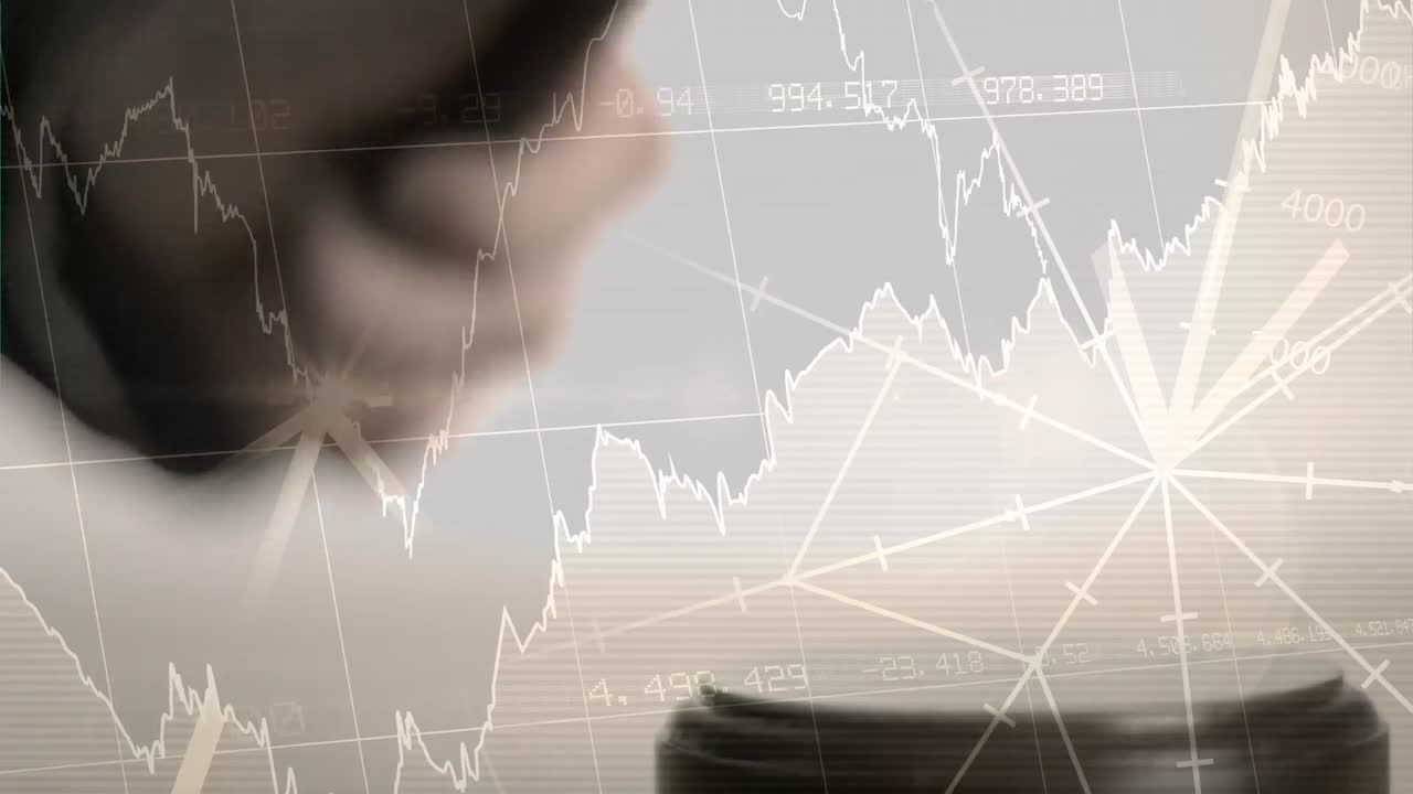 비즈니스 그래프를 보여주는 개념적 디지털 애니메이션 4k