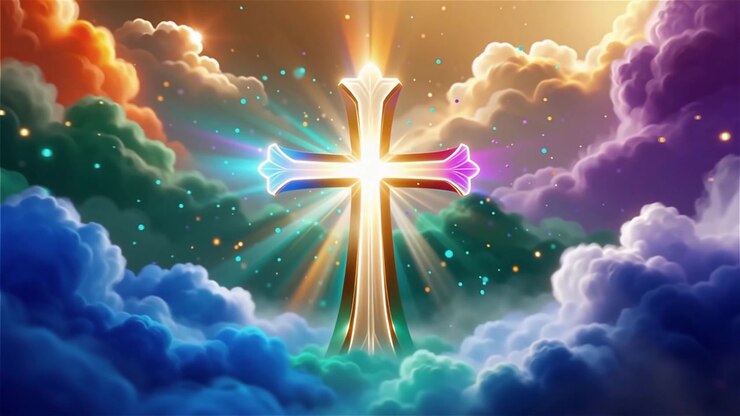 Christian Cross Heavenly Light Worship Background
