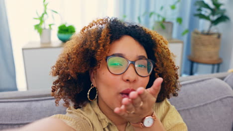 Portrait,-selfie-and-black-woman-with-hand