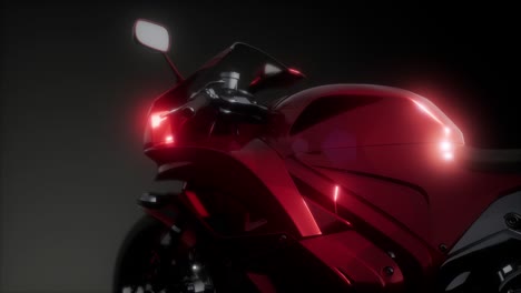 moto sport bike in dark studio with bright lights