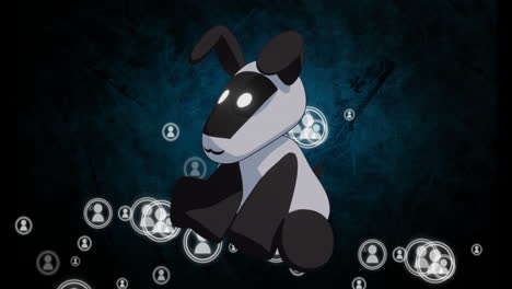 animación de iconos de ai y chat bot sobre un fondo oscuro