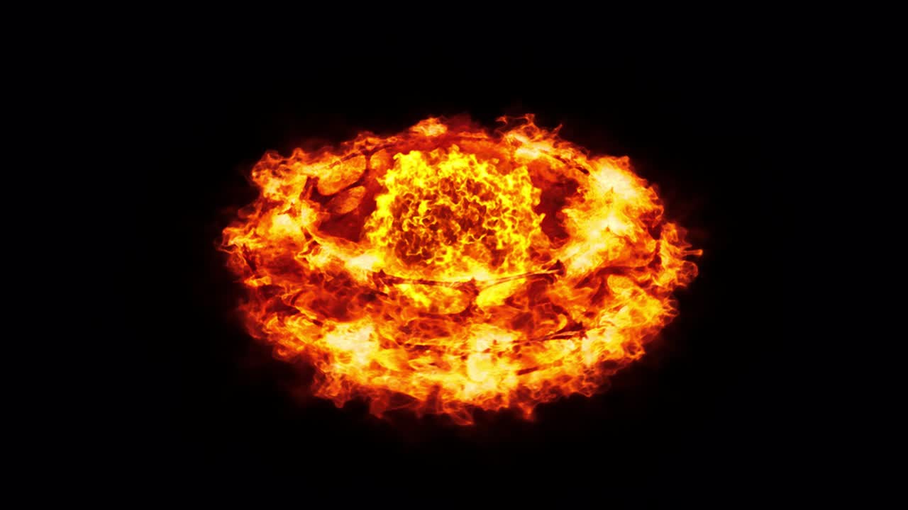 un anillo ardiente y una esfera de fuego. llamas ardientes y chispas que emiten de un anillo puntiagudo. esfera de plasma infernal en el centro. con transparencia alfa.