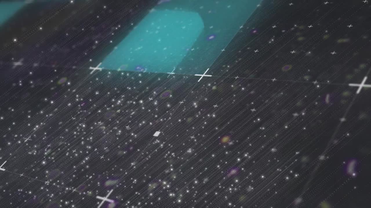 animación de puntos de luz sobre rastros de luz y formas sobre fondo negro