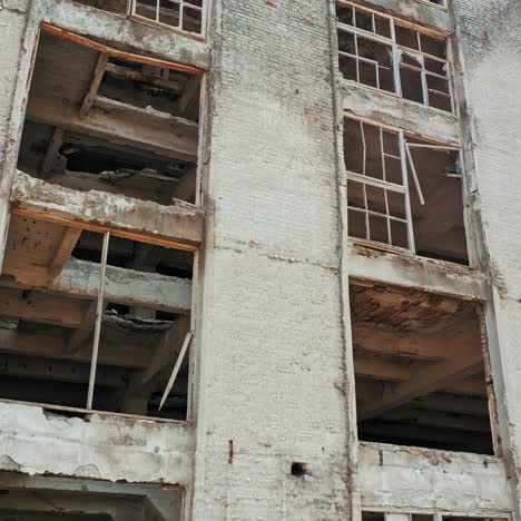 aerial view of an abandoned industrial plant. factory ruins.
