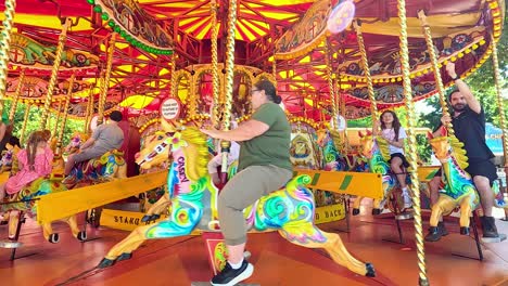 people enjoying a vibrant carousel experience