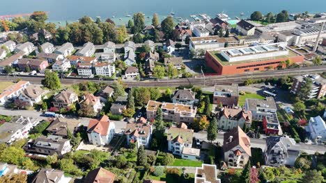zurich switzerland city life and lake view zürichsee 4k drone
