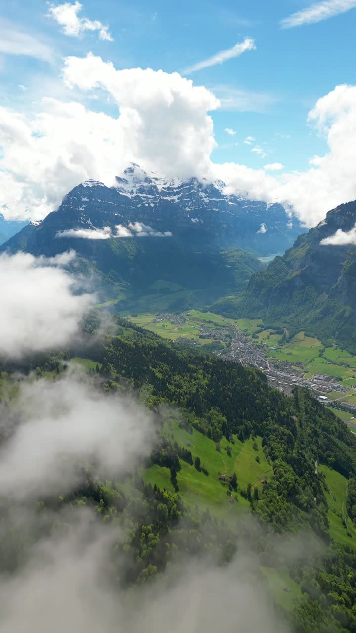 Aerial Fronalpstock Glarus Alps drone Switzerland Swiss highlands alpine region