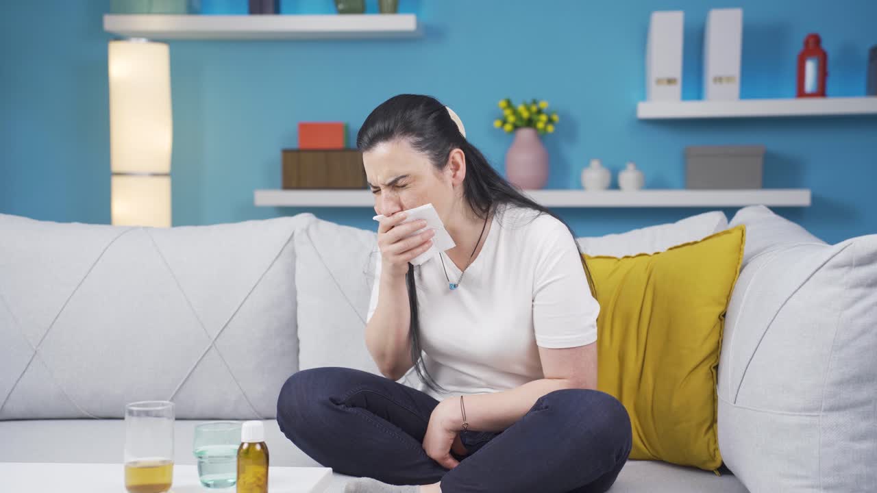 la mujer con la tos.