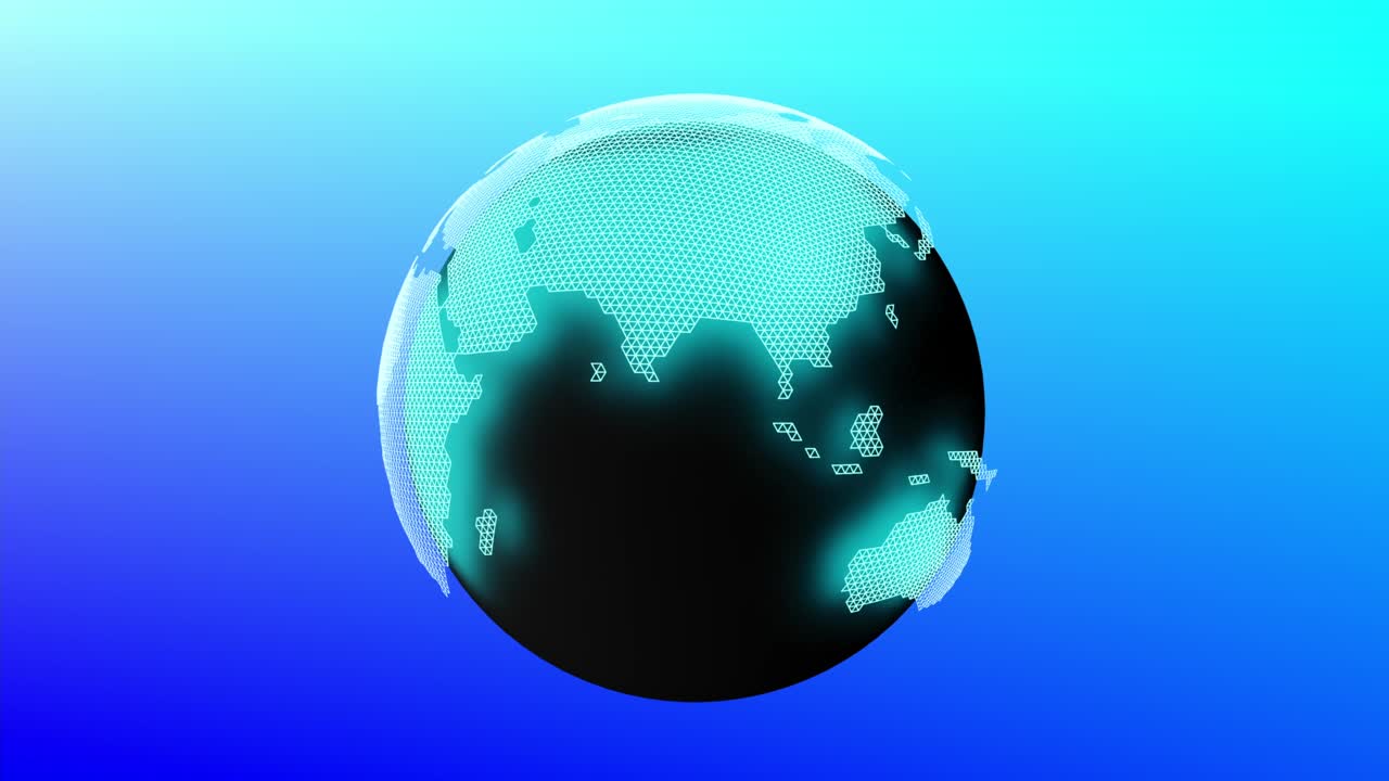 el holograma del planeta tierra es azul con un resplandor. animación en bucle,