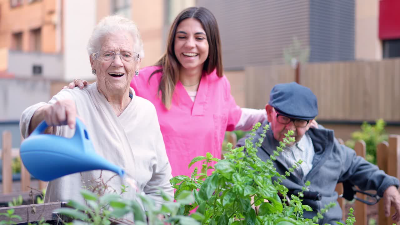 Elderly Care: Gardening with Caregiver