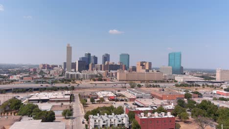 establishing drone shot of fort worth, texas