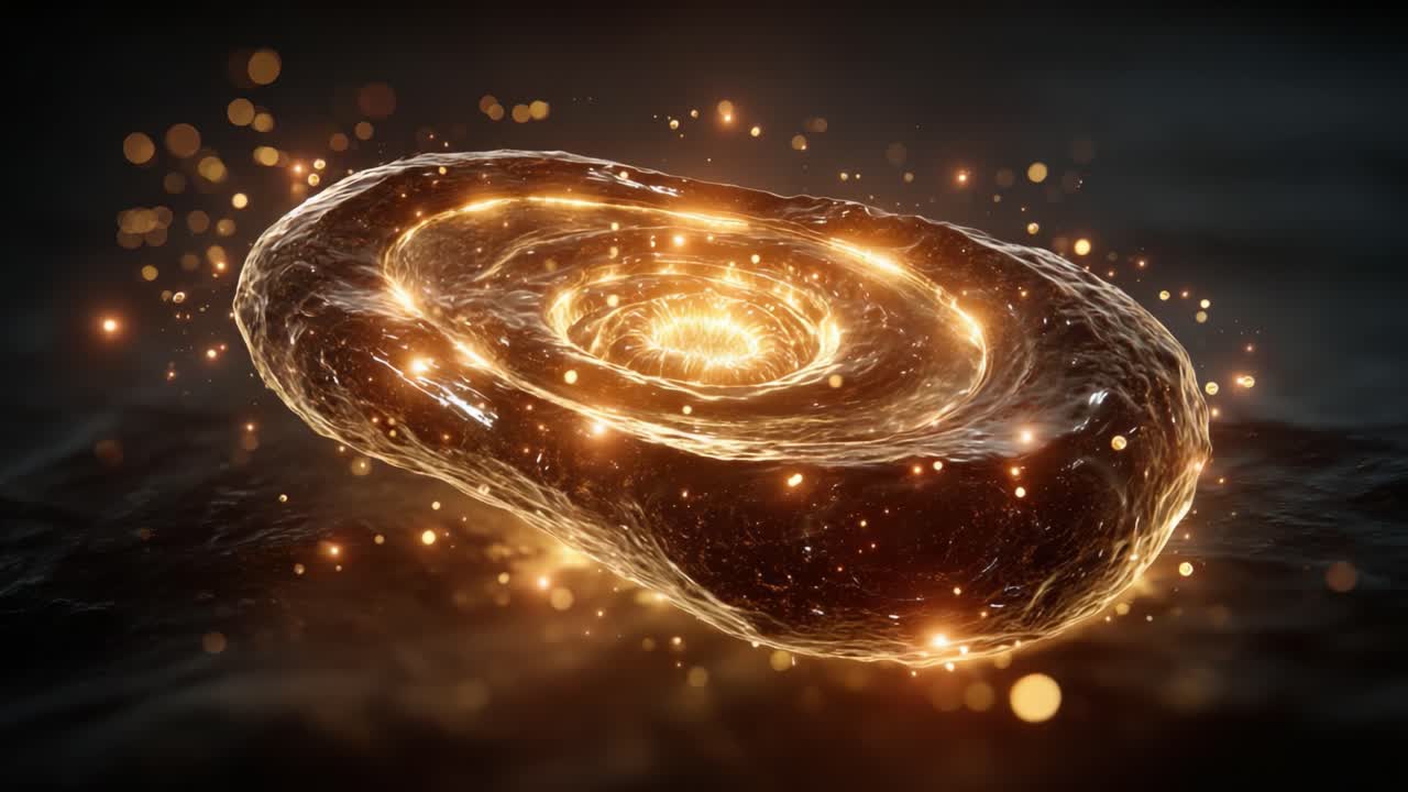 A Captivating Journey Through Space: A Glimmering Cosmic Object Surrounded by Ethereal Sparks and Profound Beauty Embarking on an Enigmatic Voyage